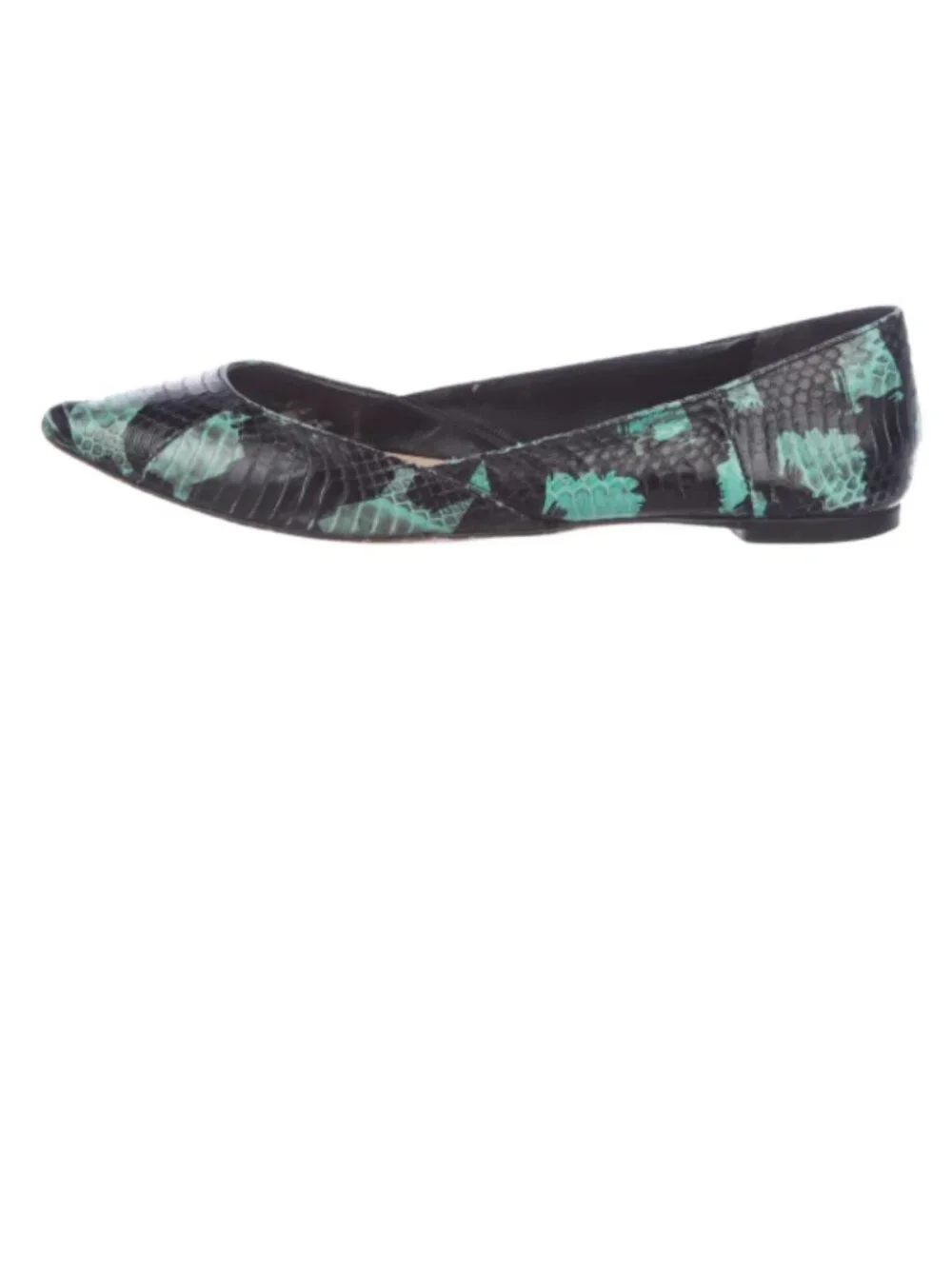 Loeffler Randall - Black & Teal Snakeskin Pointed Toe Flats - Sz 8 - Picture 2 of 12